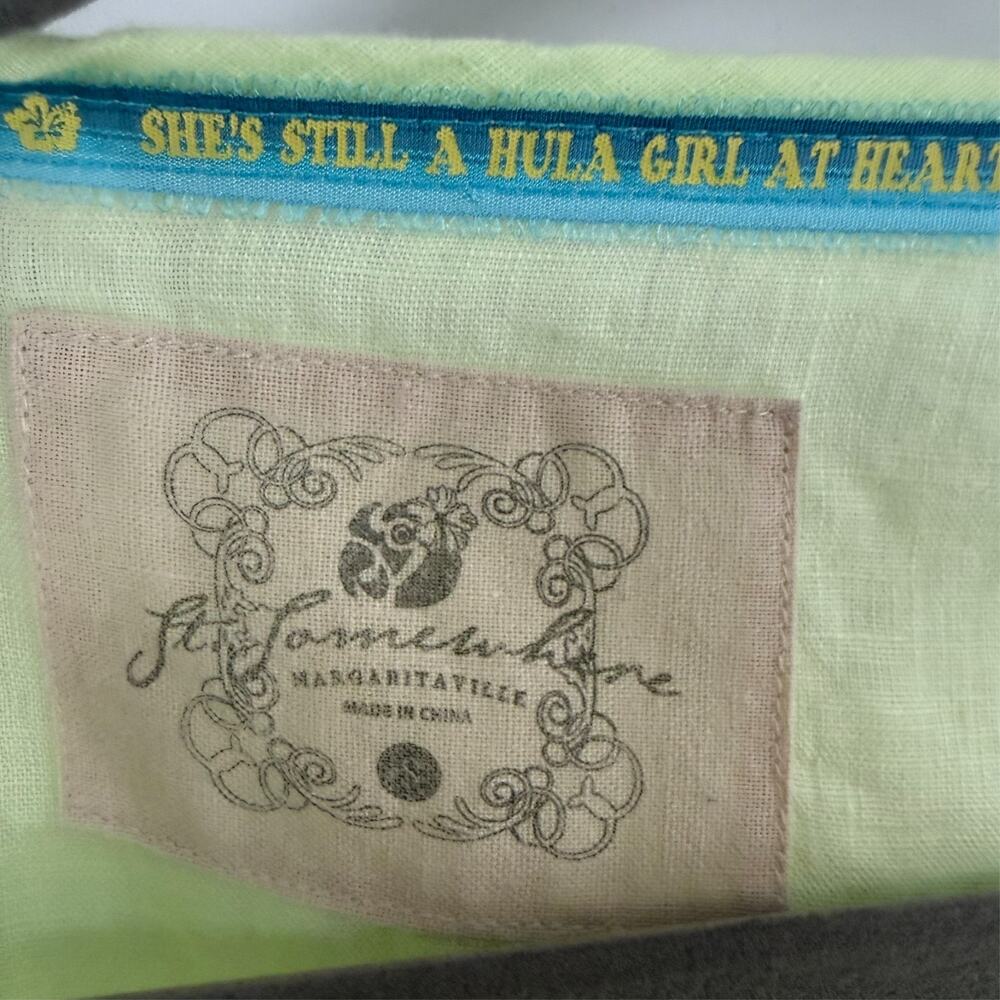 Margaritaville Linen Tunic Top Womens M Green Sailboat Beach Coastal Peasant - Picture 7 of 9